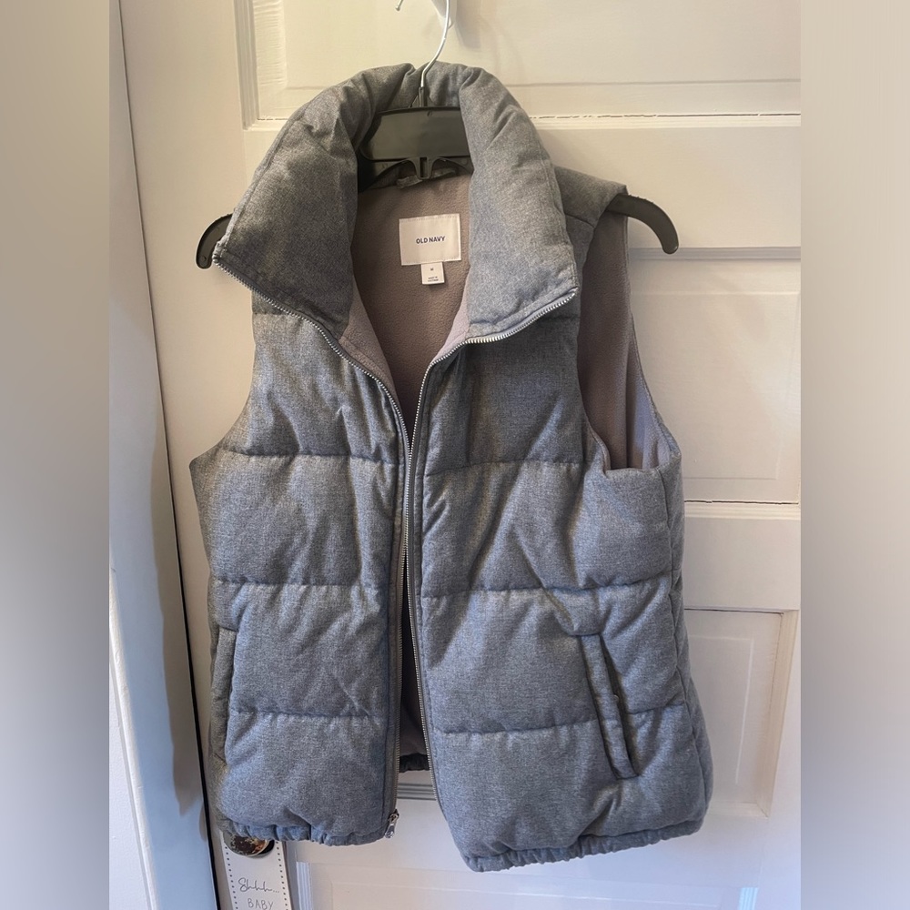 Gray quilted old navy vest
